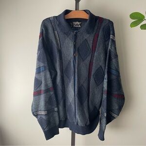 80s Vintage Porto Cruz Wool Blend Knit Grandpa Dad Sweater Mens Size Large